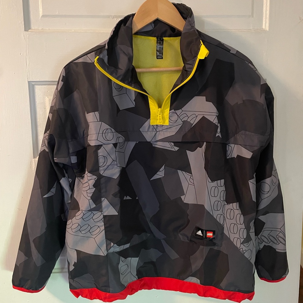 Adidas x LEGO Camouflage Jacket with Yellow and Red Accents